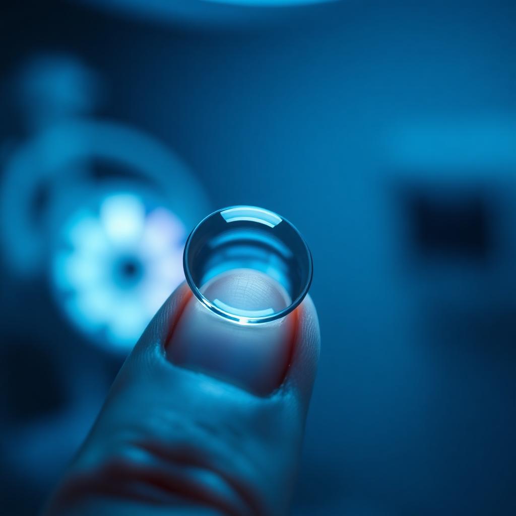 Lente de contacto sobre el dedo