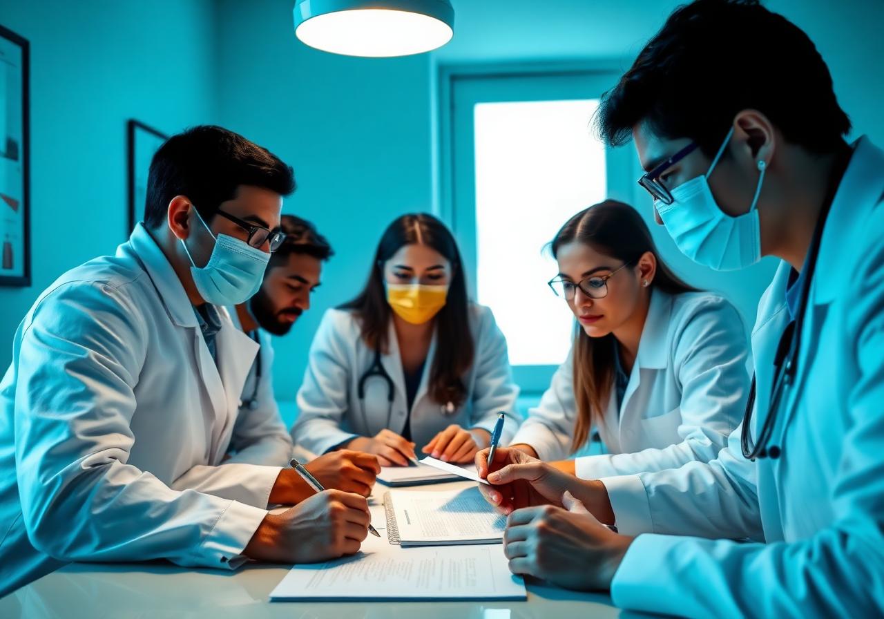 Equipo de especialistas discutiendo casos